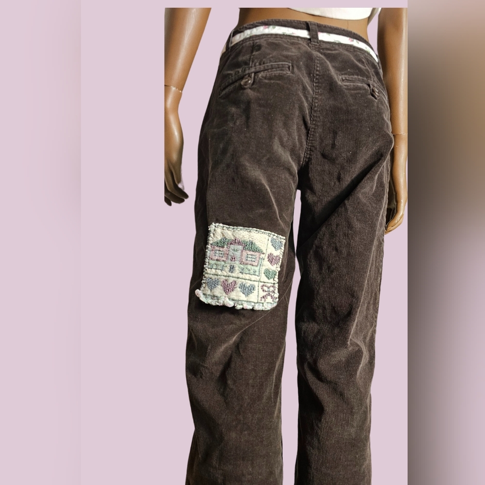 Brown Corduroy Pants with Patchwork Detail size 7-8